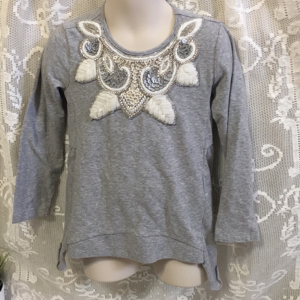 Ki Pretty Girls High Low Embellished long sleeves Top